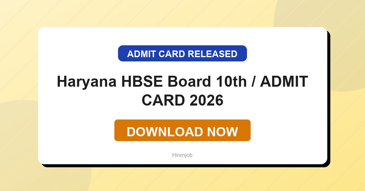 Haryana HBSE Board 10th / 12th Time Table Admit Card Out | Download Link Active