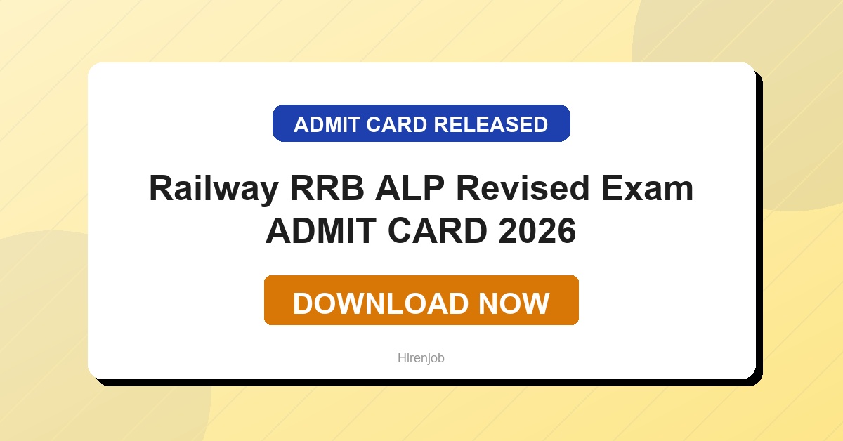 Railway RRB ALP Revised Exam Admit Card Out | Download Link Active