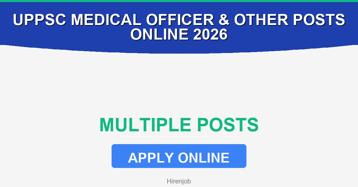 UPPSC Medical Officer & Other Posts Online Form – Last Today 2026 - Apply Now