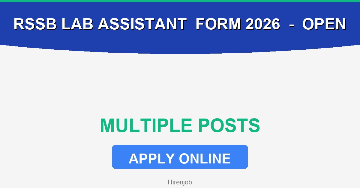 RSSB Lab Assistant Online Form 2026 Recruitment - Recruitment Open