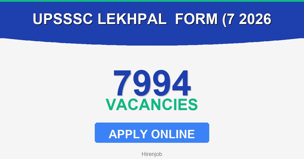 UPSSSC Lekhpal Online Form (7994 Post) – Start 2026 Recruitment - Recruitment Open