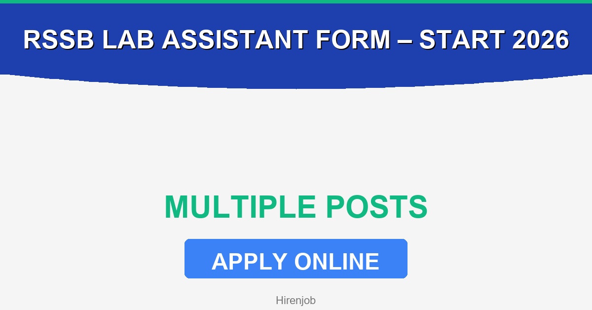 RSSB Lab Assistant Online Form – Start 2026 Recruitment - Recruitment Open