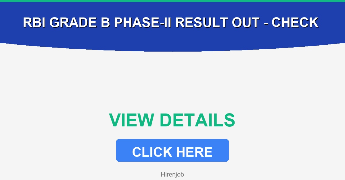 RBI Grade B Phase-II Result Out - Check Score & Cut-off