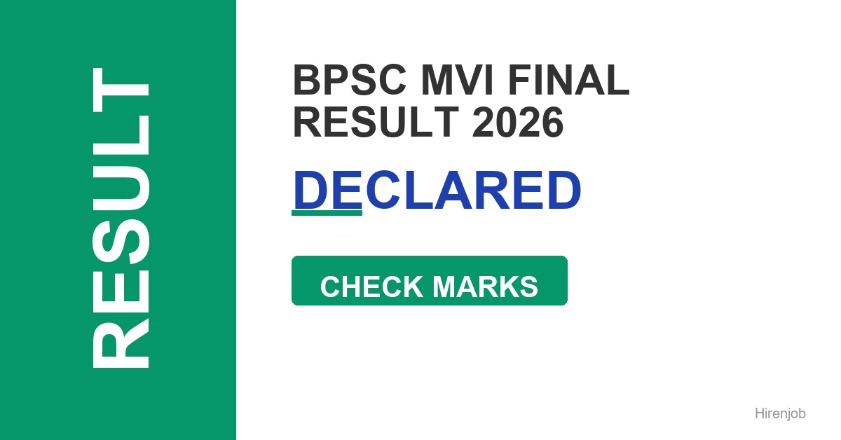 BPSC MVI Final Result Out - Check Score & Cutoff