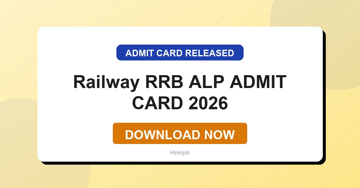 Railway RRB ALP Admit Card Out | Download Link Active