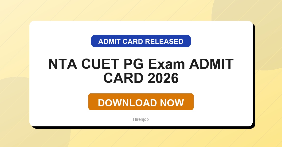 NTA CUET PG Exam Admit Card Out | Download Link Active