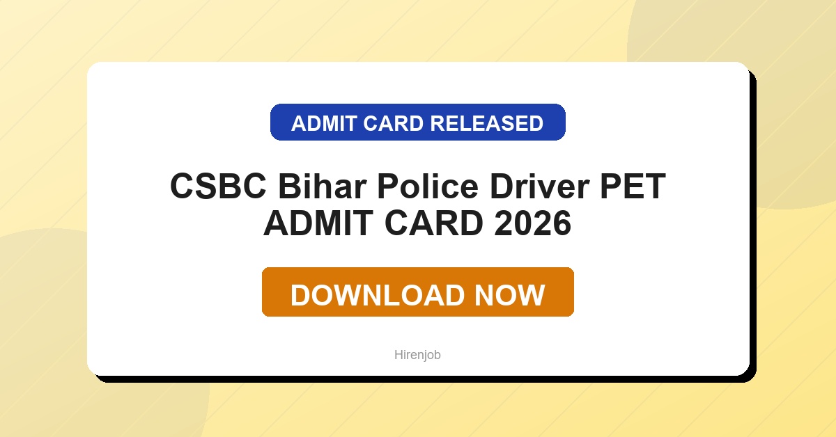 CSBC Bihar Police Driver PET Admit Card Out | Download Link Active 1 CSBC Bihar Police Driver PET Admit Card Out | Download Link Active