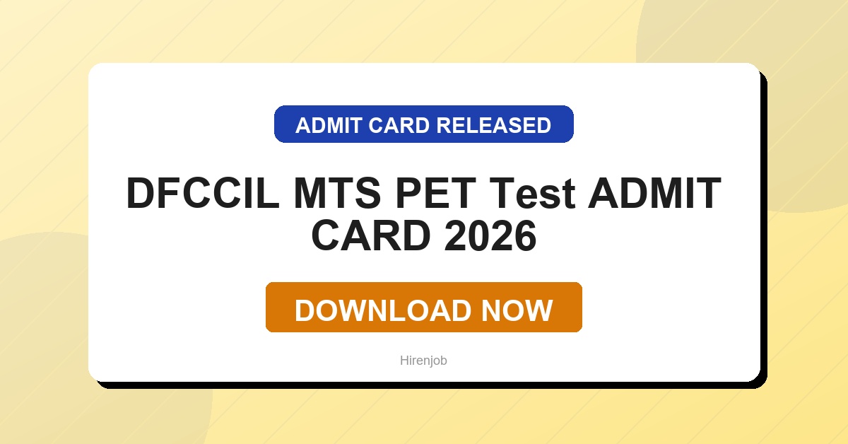 DFCCIL MTS PET Test Admit Card Out | Download Link Active 1 DFCCIL MTS PET Test Admit Card Out | Download Link Active