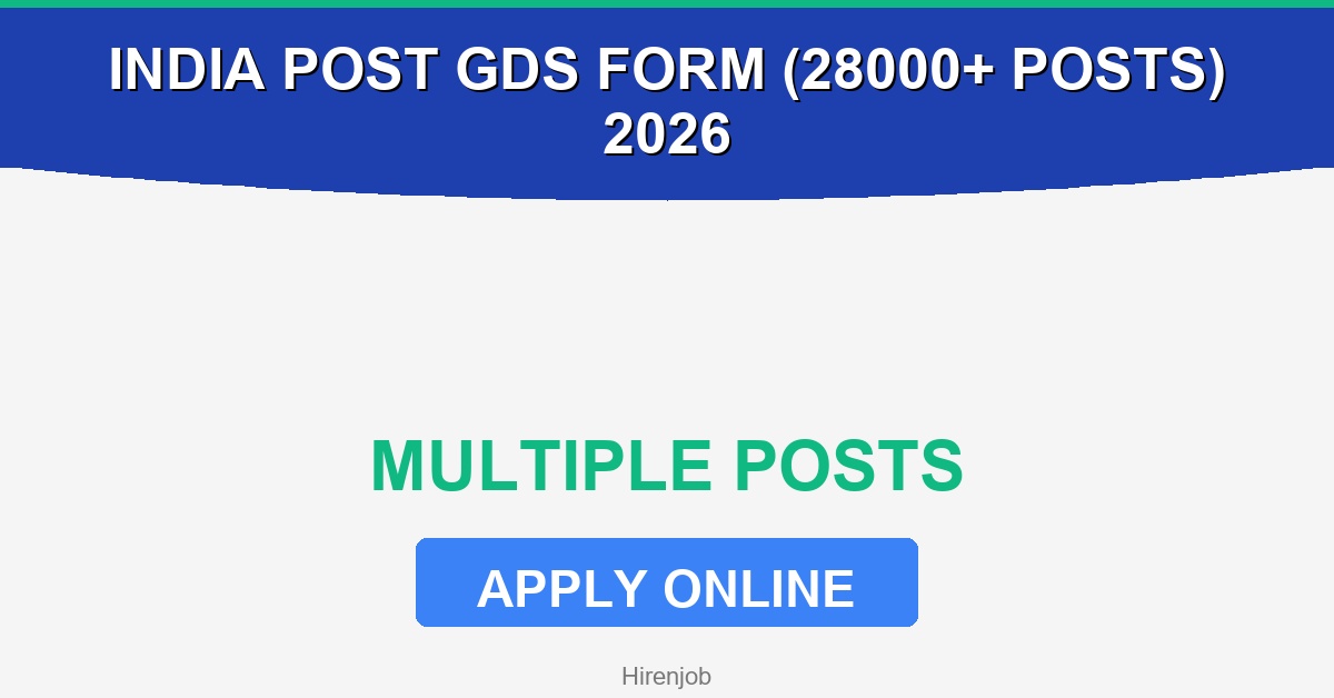India Post GDS Online Form (28000+ Posts) 2026 Recruitment - Recruitment Open