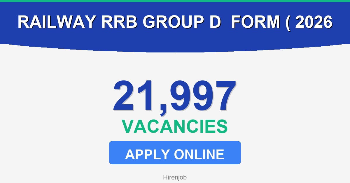 Railway RRB Group D Online Form (21,997 Posts) – Start 2026 Recruitment - 1 Posts