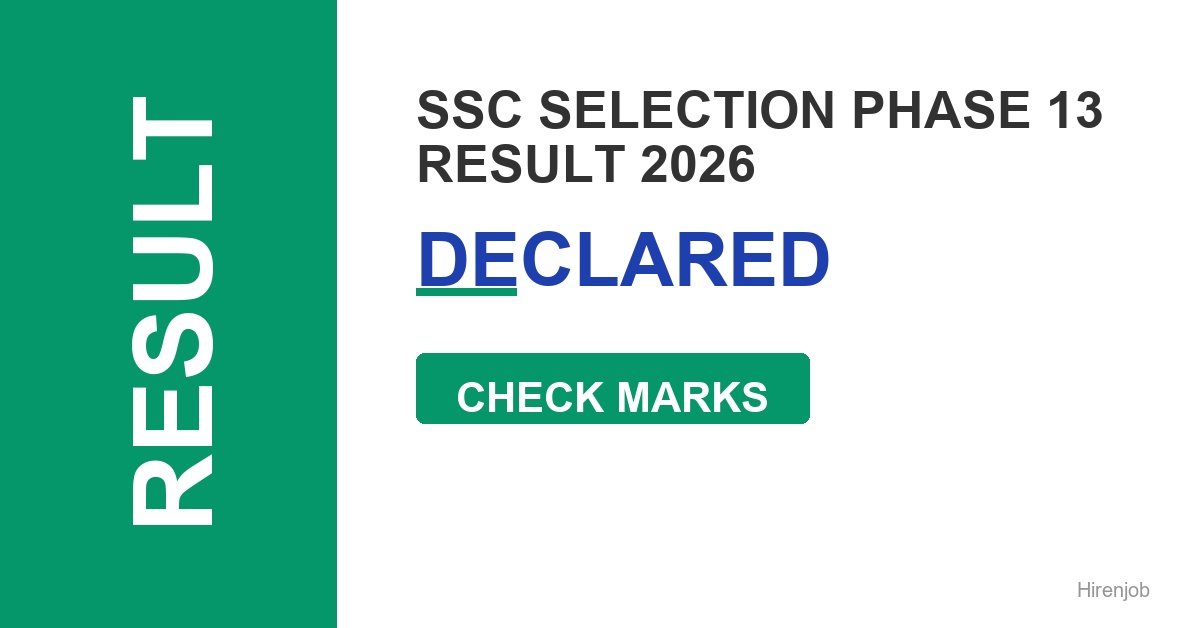 SSC Selection Phase 13 Result Out - Check Score & Cutoff