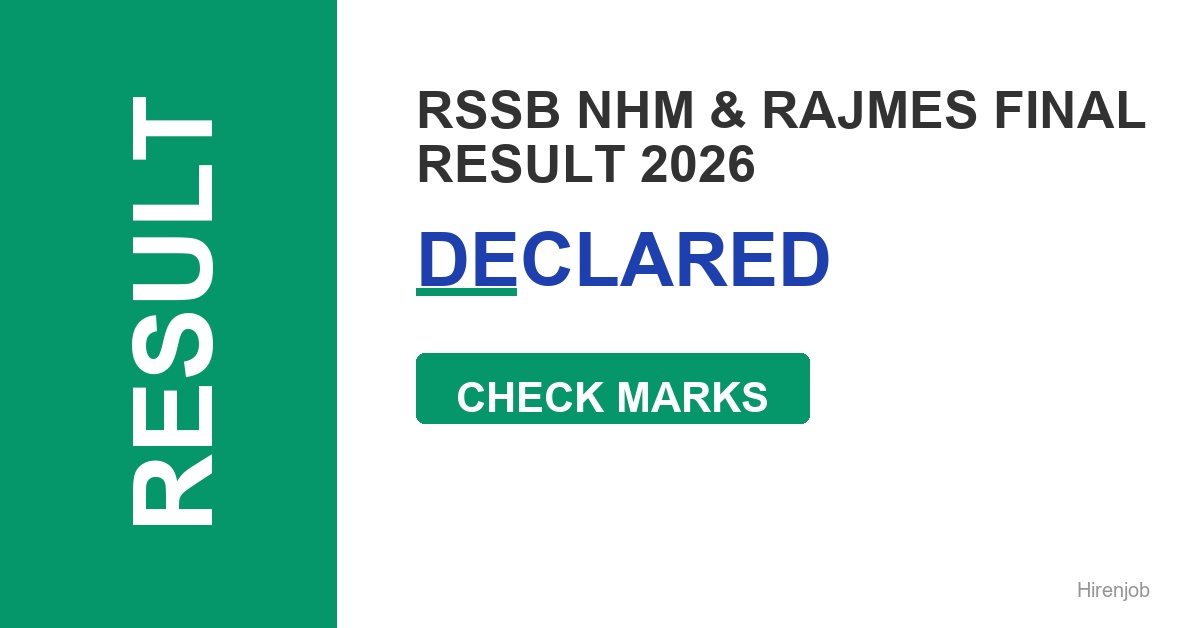 RSSB NHM & RajMES Final Result Out - Check Score & Cutoff